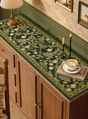 范居态度绿芜复古轻奢皮革边柜垫电视柜化妆防水梳妆台垫长条装饰