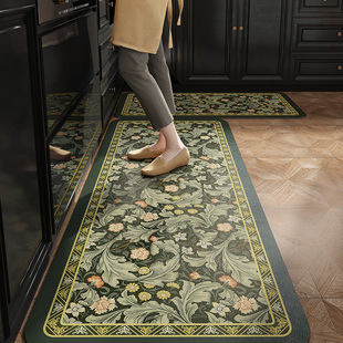 范居态度绿芜美式 复古厨房吸水地垫免清洗脚垫硅藻泥防滑可裁剪