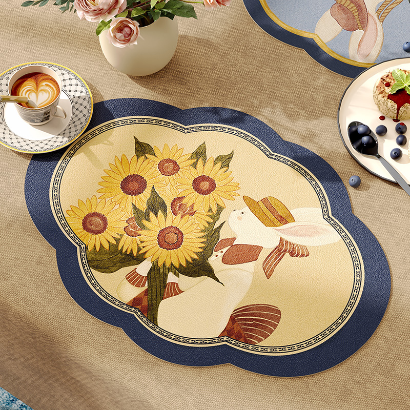 范居态度皮革餐垫手绘卡通春日