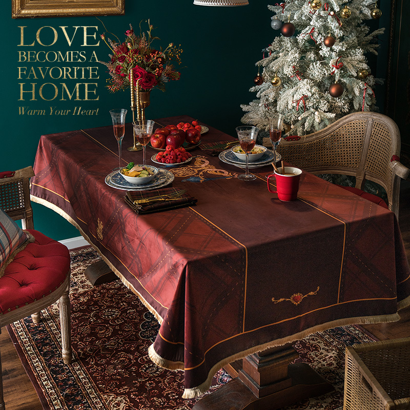 范居态度桌布复古格纹圣诞用餐