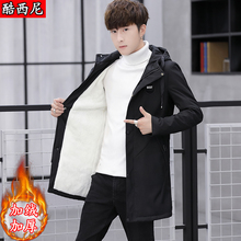 风衣中长款 保暖上衣服 冬装 2019新款 外套男秋冬季 加绒加厚夹克男士