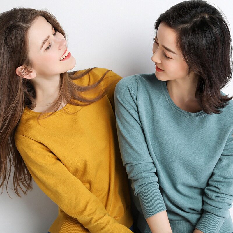 自然气质圆领毛衣女士2024秋冬宽松外穿韩版短款上衣内搭打底衫