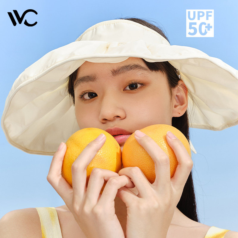 VVC防晒帽女防紫外线太阳帽子遮阳运动户外空顶遮脸贝壳帽大帽檐