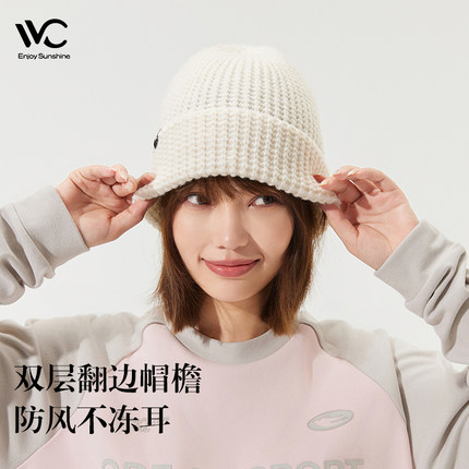 VVC帽子女大头围显脸小针织帽休闲保暖毛线帽秋冬季护耳防寒头套