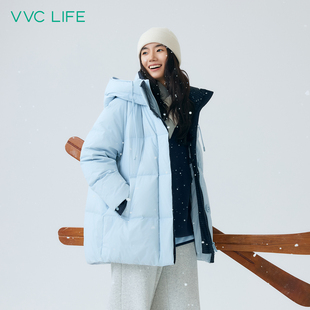 VVC LIFE 中长款羽绒服90白鸭绒女款冬季户外保暖女新款加厚外套