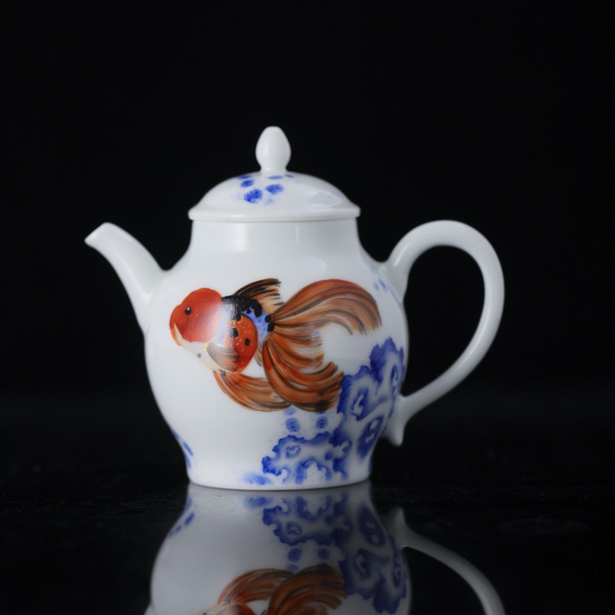 小桥青花粉彩金鳞戏舞壶,餐饮具,整套茶具,淘宝优惠券,粉丝福利购,淘宝优惠卷