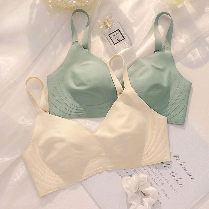 夏季兔耳杯裸感面料凉感文胸无痕舒适无钢圈超薄透气固定杯内衣