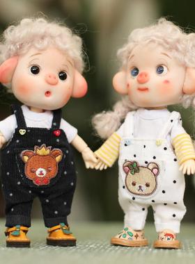 ob11娃衣灯芯绒背带裤裤子obitsu11 GSC 1/12bjd Molly 美结猪