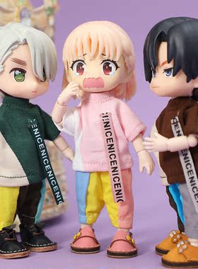 ob11娃衣 拼接T恤休闲套装obitsu11衣服 GSC molly 12分 BJD