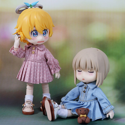 ob11娃衣牛仔连衣裙 百褶裙 obitsu11 gsc 圆乃衣服 12分bjd 娃娃