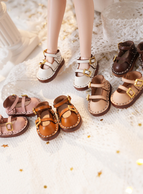 blythe娃鞋 ob22鞋子 小布 UFDOLL迷你体 OB24手工牛皮鞋双日字扣