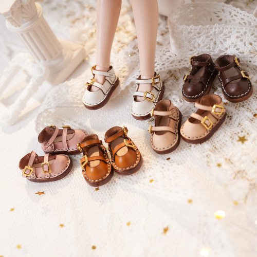 blythe娃鞋 ob22鞋子 小布 UFDOLL迷你体 OB24手工牛皮鞋双日字扣