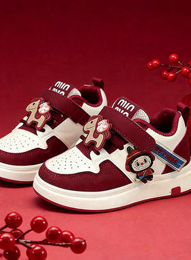 官网C&K红色鞋子女童板鞋2026新款春季软底儿童运动鞋时尚小女孩