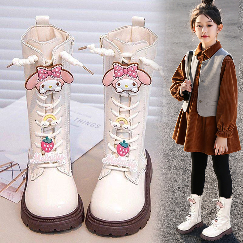 官网C&K女童小皮靴春季2026新款儿童长筒靴子女孩公主时尚高筒靴