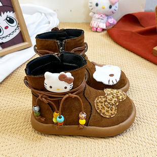 女童靴子冬季2025新款儿童马丁靴卡通洋气公主皮靴女孩软底小短靴