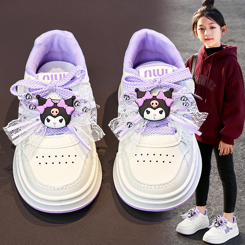 官网C&K女童鞋春季2026新款儿童运动鞋白色学生女孩皮面休闲板鞋