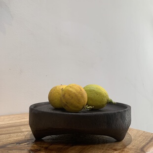 中式大号放佛手柑瓜果葫芦托盘水晶盘实木桌面装饰三足鼎立干泡盘