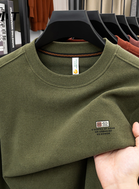 秋冬新款男士德绒打底衫圆领卫衣长袖T恤加绒保暖男休闲弹力上衣