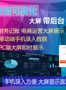 数据可视化大屏带后台 电商运营echarts财务记账java源码ssm项目