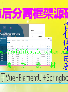 前后端分离快速敏捷开发框架Springboot+Vue+Elementui java项目