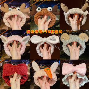 束发带女洗脸专用敷面膜头箍洗漱发箍夏季 头套头巾发卡蝴蝶结头饰