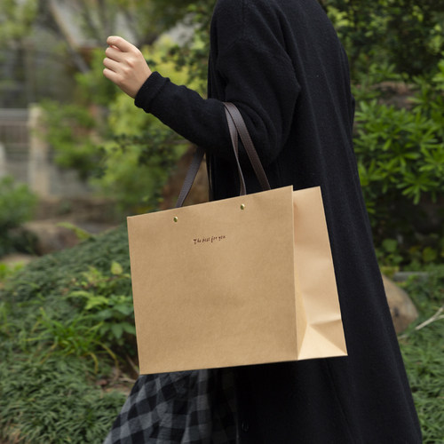 创意ins风原木色高级感质感简约牛皮纸购物高档生日礼品袋礼物袋