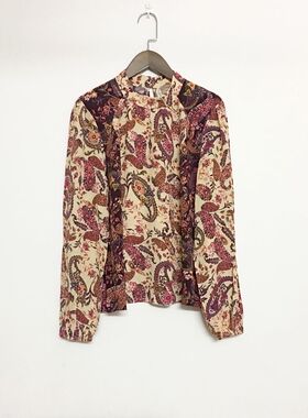 澳洲kachel补到码澳洲。新品。民族复古风插肩拼接色衬衫。赞