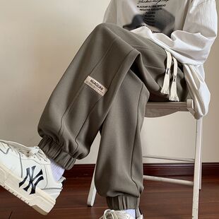 运动裤子微胖女生夏季初中高中学生休闲宽松束脚薄款大码女孩卫裤