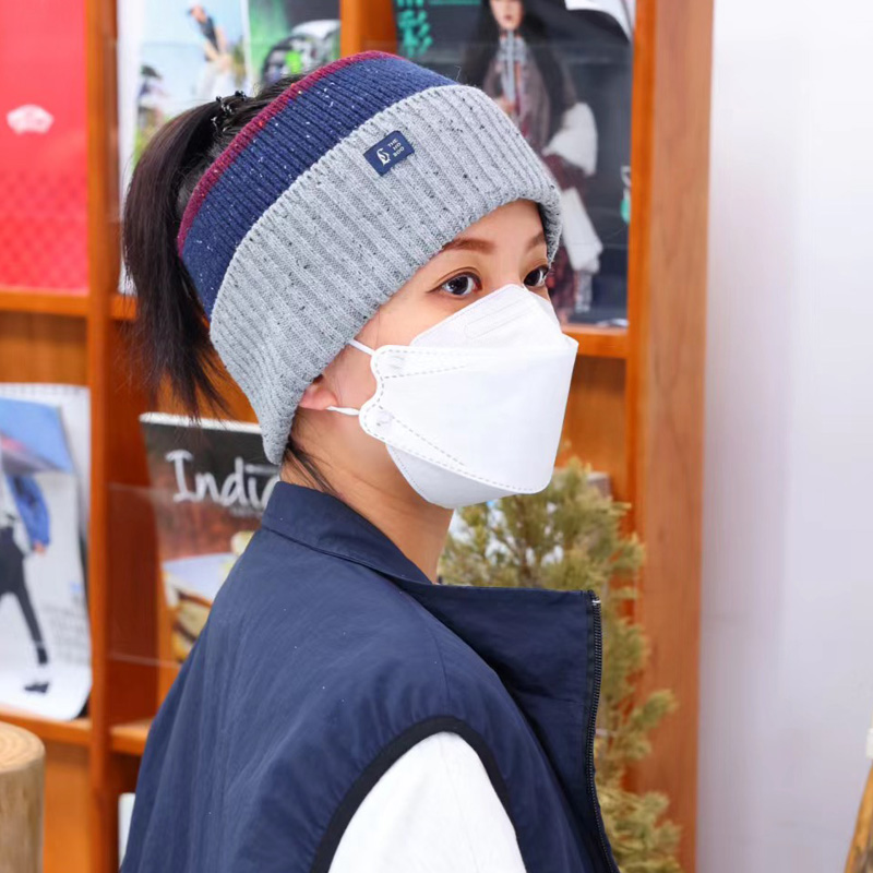 秋冬加厚防寒毛线发带女日常外戴运动宽边瑜伽发带百搭针织空顶帽