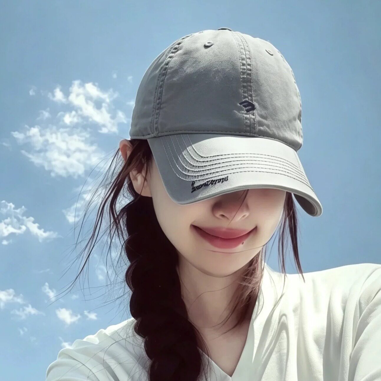 韩系灰色软顶简约棒球帽女显脸小好看复古休闲大头围时髦鸭舌帽潮