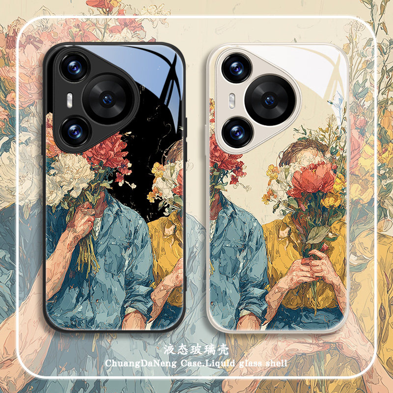 油画捧花男女适用华为pura70手机壳p80情侣nova14/13/12新款mate70网红60高级感p50玻璃p40荣耀400全包x50套,3C数码配件,手机保护套/壳,淘宝优惠券,粉丝福利购,淘宝优惠卷