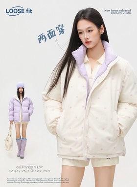 美式五星满印双面穿加厚棉服