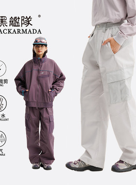 潮牌美式户外功能性机能冲锋裤大口袋工装宽松休闲弯刀长裤男女款