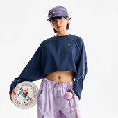 轻量化运动防晒长袖 速干辣妹露脐户外跑步运动休闲T恤 T恤宽松短款