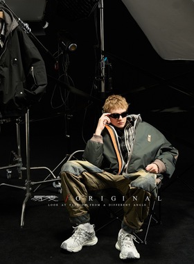 易麦潮牌羽绒服加厚外套男假两件夹克美式休闲简约连帽情侣棒球服