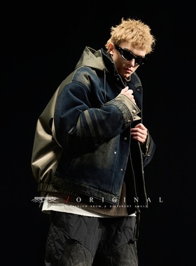 美式水洗做旧牛仔羽绒服宽松冬季新款加厚保暖痞帅百搭白鸭绒外套