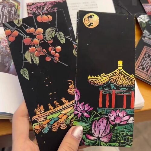 国风夜景刮刮画唯美炫彩diy手工