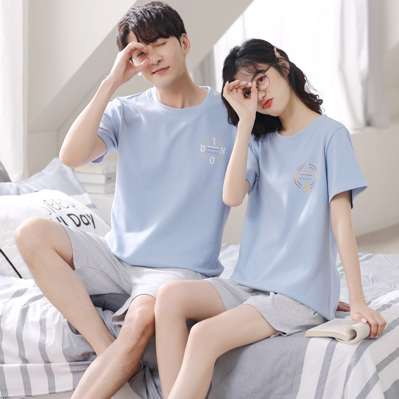 睡衣情侣装一男一女夏季棉短袖裤夏款2026新款活力家居服套装夏天