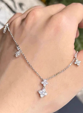 欧若风四叶草项链女可调节轻奢饰品锁骨链毛衣链情人节送女友礼物