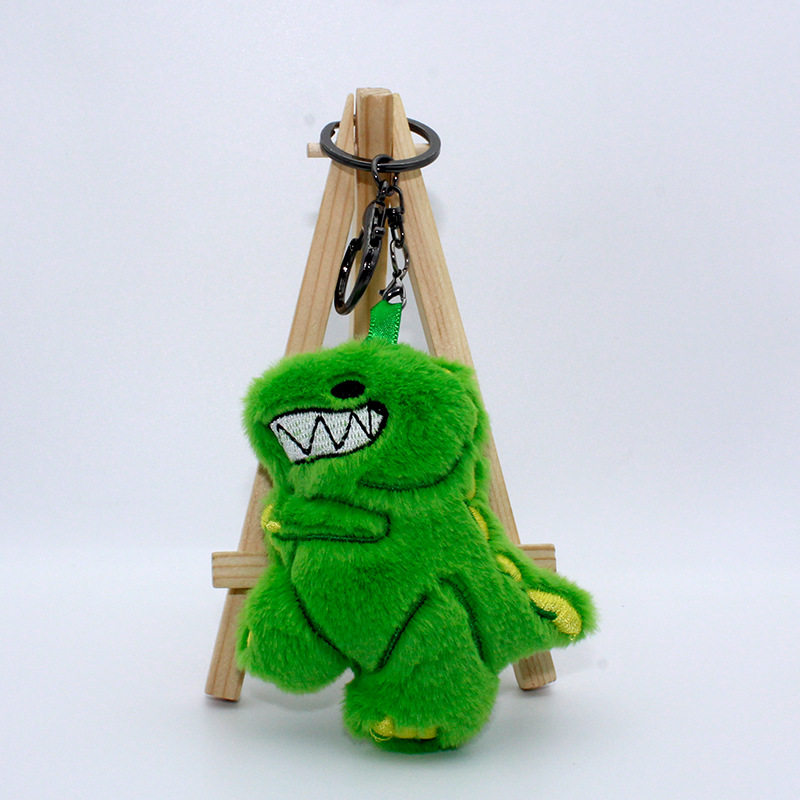 卡通毛绒绿色小恐龙挂件少女心书包包挂件长毛创意玩偶毛绒小公仔