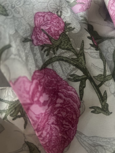 新款蚕丝皱牡丹印花雪纺面料连衣裙衬衫半身裙布料