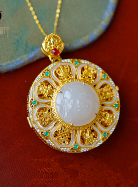 衣锦媚行S925镀金和田玉佛公吊坠