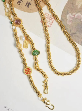 衣锦媚行原创设计s925银镀金珍珠翡翠多宝项链