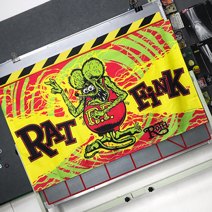 个性闪电RAT FINK芬克老鼠机车摇滚挂布RF可爱卡通装饰背景布墙布