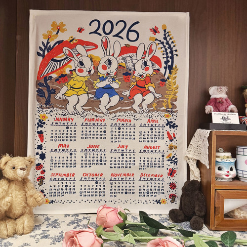 马吉吉布艺日历2026年复古兔子