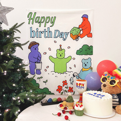 马吉吉ins小熊生日派对背景布