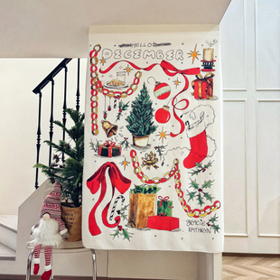 马吉吉原创 ins圣诞节氛围装饰背景布卧室咖啡店拍照道具挂布墙饰