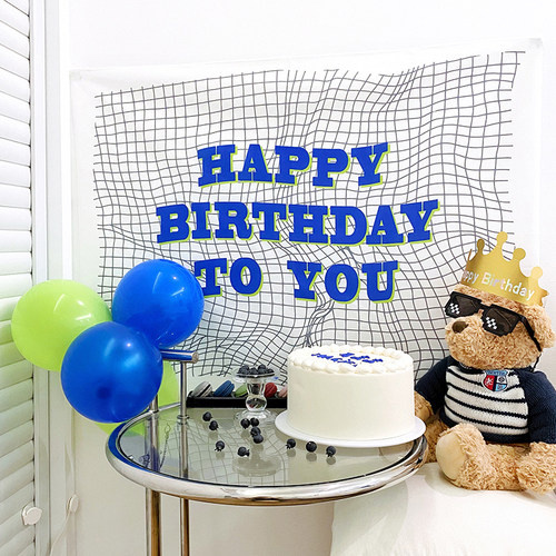 马吉吉小红书同款格子生日背景布