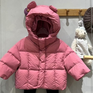 蒙贝蒂艾米男女中小童宝宝90-130兔耳朵可爱加厚羽绒服冬童装外套