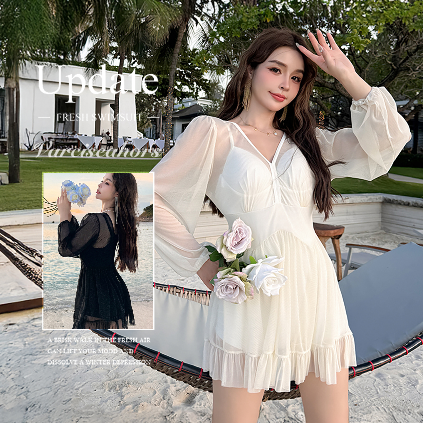 泳衣女款2025年新款纯欲风大码胖mm泡温泉连体高级感微胖女孩遮肉